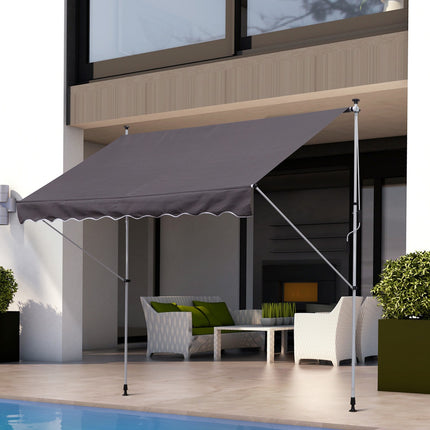 Folding arm awning in aluminium, hand crank, 300x150Cm Grey