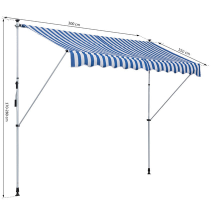 Gelenkarmmarkise, blau/weiß, 300x150cm