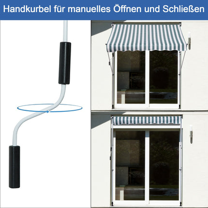 Verstellbare grün-weiße Balkonmarkise aus Aluminium, 200x150 cm