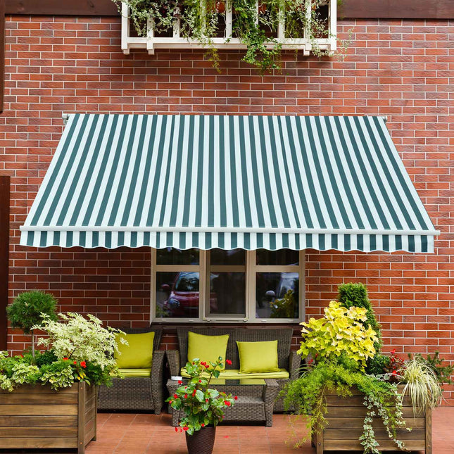 Balkon-Faltmarkise – 3x2,5m, Sonnenschutz, Grün/Weiß