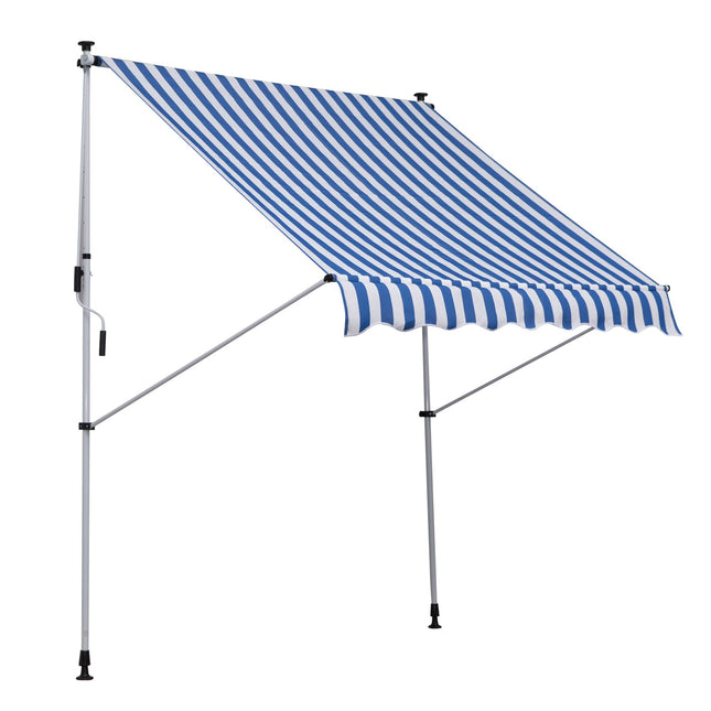 Adjustable folding arm awning, 200x150 cm, Blue/White