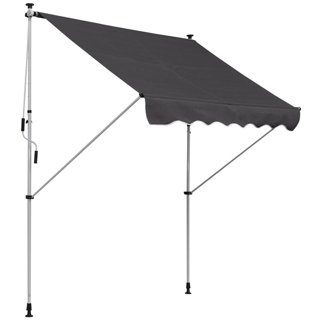 Folding arm awning, Height adjustable, Grey, 200x150 cm