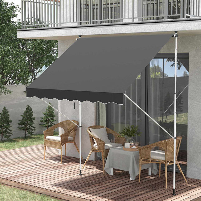Folding arm awning, Height adjustable, Grey, 200x150 cm