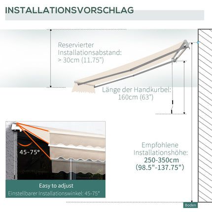 Kloubová markýza krémově bílá - ochrana před sluncem, 2.95x2.5M