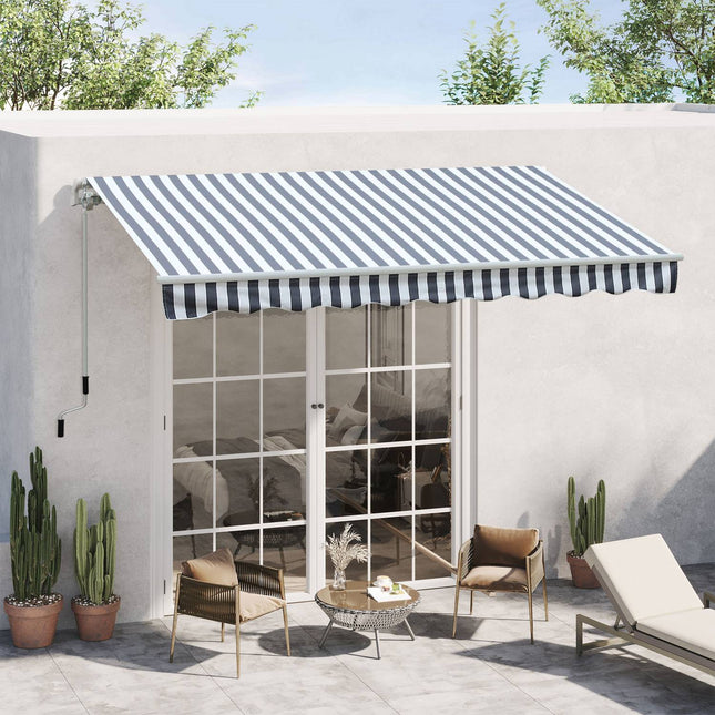Balkon-Faltmarkise, Grau/Weiß, 2,95 x 2,45 m
