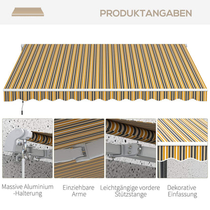 Faltbare Markise für den Außenbereich, Sonnenschutz, 3,5x2,5m, Gelb/Grau
