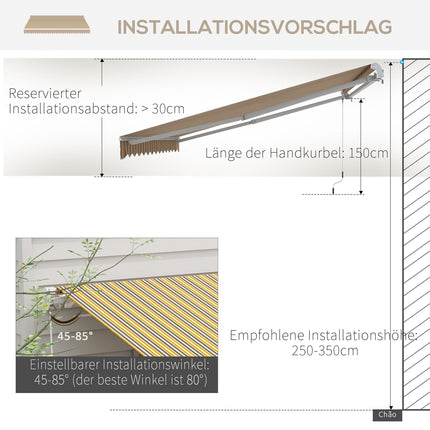 Faltbare Markise für den Außenbereich, Sonnenschutz, 3,5x2,5m, Gelb/Grau