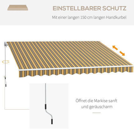 Faltbare Markise für den Außenbereich, Sonnenschutz, 3,5x2,5m, Gelb/Grau