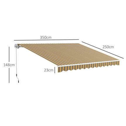 Faltbare Markise für den Außenbereich, Sonnenschutz, 3,5x2,5m, Gelb/Grau