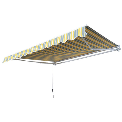 Balkonová skládací markýza, ruční klika, 3x2.5m, žlutá/šedá