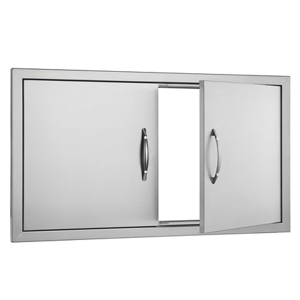 BBQ Access Door, Double 34x19 In Stainless Flush Mount