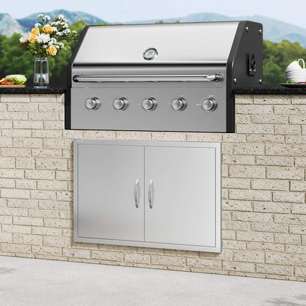 BBQ Access Door, Double 35x24 In Stainless Flush Mount