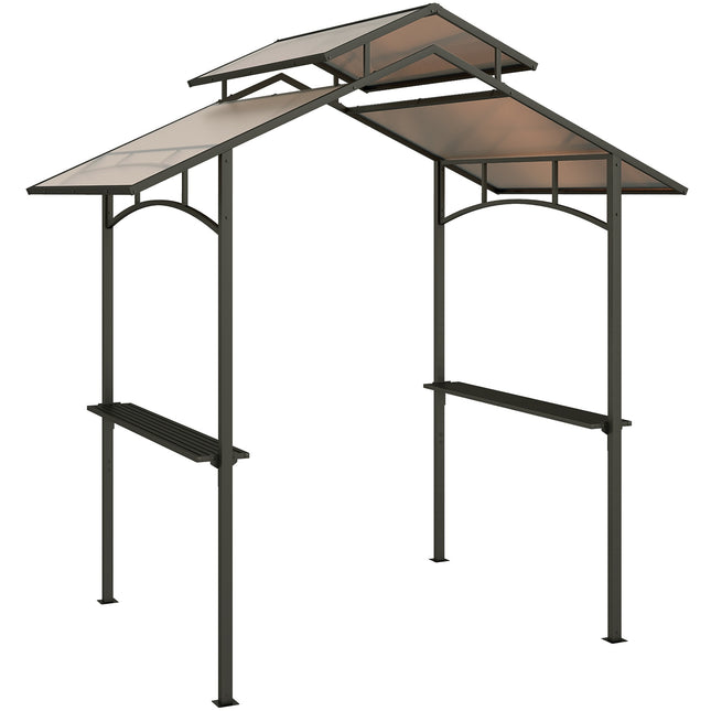BBQ-Pavillon 2,4 x 1,5 m, Stahlrahmen, 2 Ablagen