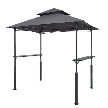 BBQ Grill Gazebo 8x5 Ft, Double-Tier Roof, Steel Frame