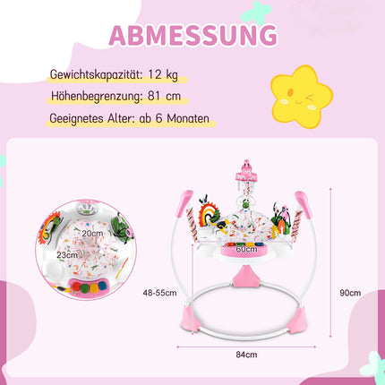 Baby Activity Center mit 6 Spielzeugen, Lichtern & Musik, Pink