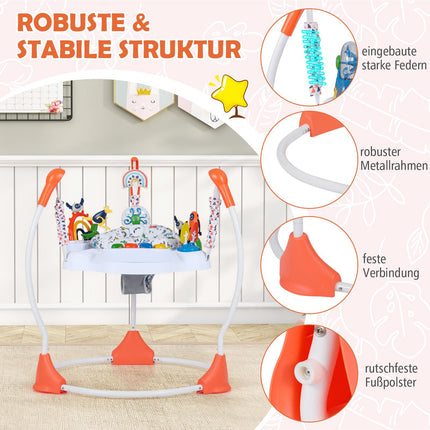 Baby Activity Center mit 6 Spielzeugen, Musik, Lichtern, Orange