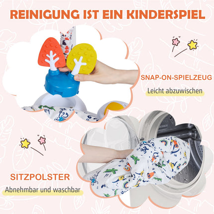 Baby Activity Center mit 6 Spielzeugen, Musik, Lichtern, Orange