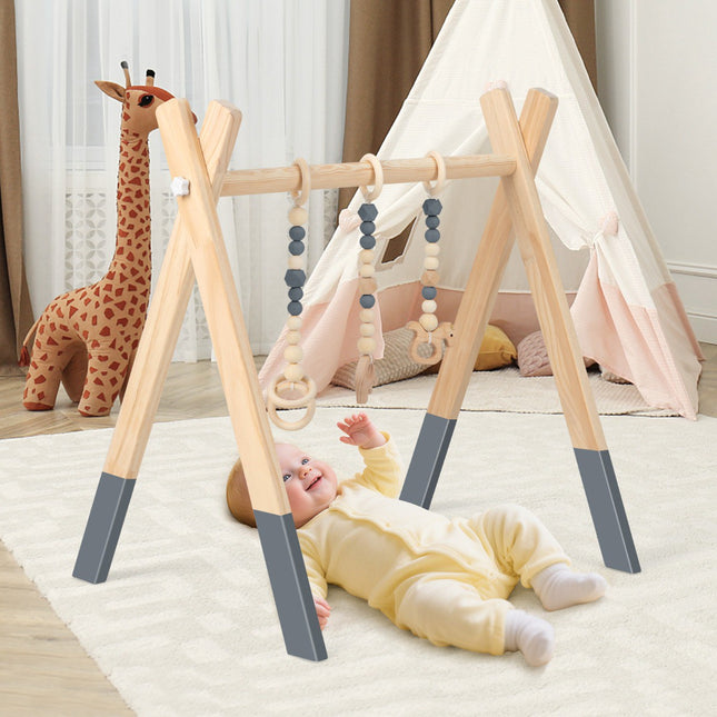 Baby-Activity-Center, faltbares Holz-Spiel-Center mit 3 Spielsachen