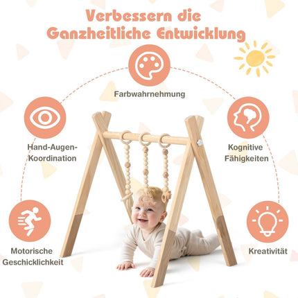 Baby-Spielbogen – Naturholz mit 3 Spielzeugen