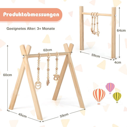 Baby-Spielbogen – Naturholz mit 3 Spielzeugen