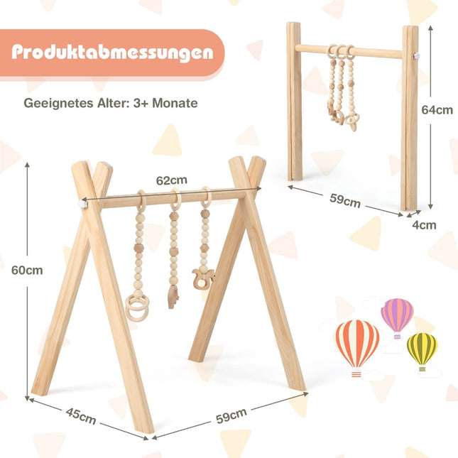 Baby-Spielbogen – Naturholz mit 3 Spielzeugen