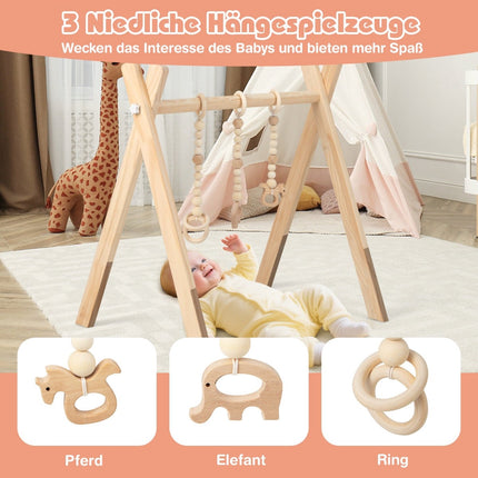 Baby-Spielbogen – Naturholz mit 3 Spielzeugen