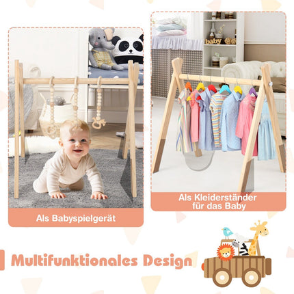 Baby-Spielbogen – Naturholz mit 3 Spielzeugen