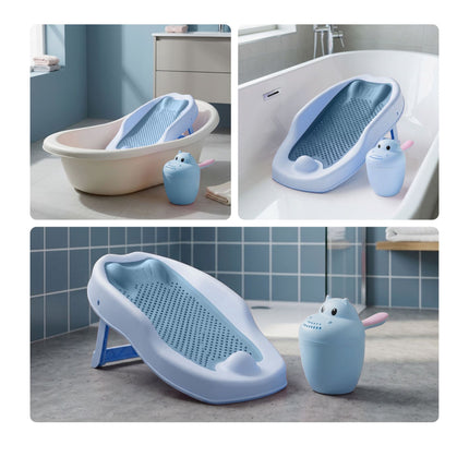 Baby Bath Aid Set with Hippo Rinse Cup – Blue