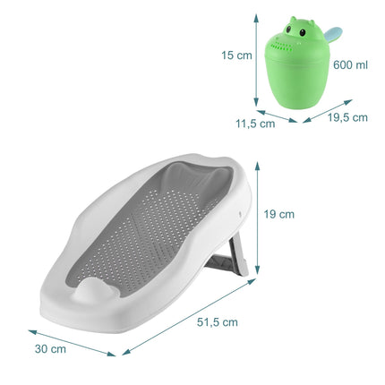 Baby Bath Aid Set with Hippo Rinse Cup, Grey