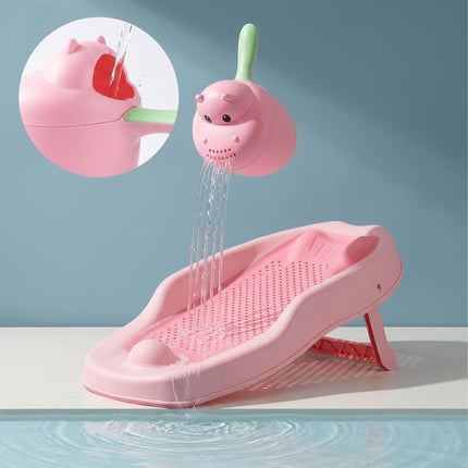 Baby Bath Aid Set with Hippo Rinse Cup, Non-Slip Support