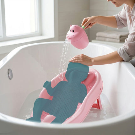 Baby Bath Aid Set with Hippo Rinse Cup, Non-Slip Support