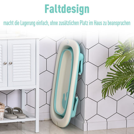 Ergonomische faltbare Babywanne, grüner Kunststoff, 84,5 cm