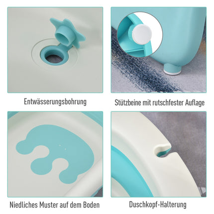 Ergonomische faltbare Babywanne, grüner Kunststoff, 84,5 cm