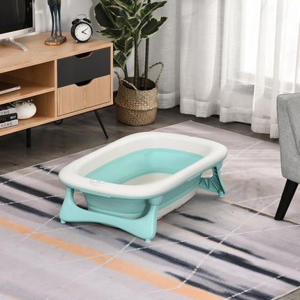 Ergonomische faltbare Babywanne, grüner Kunststoff, 84,5 cm