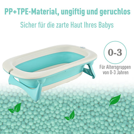 Ergonomische faltbare Babywanne, grüner Kunststoff, 84,5 cm