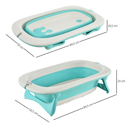 Ergonomische faltbare Babywanne, grüner Kunststoff, 84,5 cm