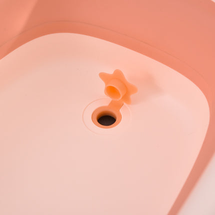 Collapsible baby bath with sink & cup, plastic, rose