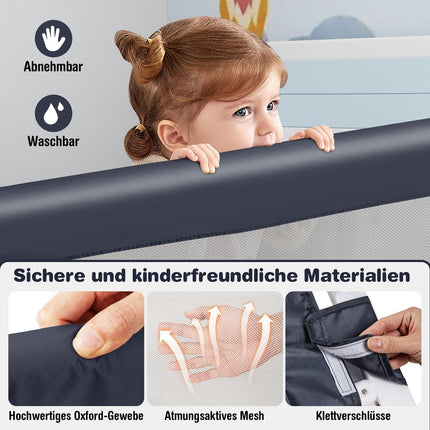 Baby Bed Rail with Foam, 105x40x42 cm, Dark Grey
