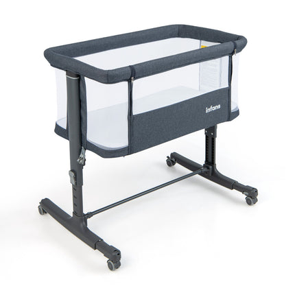 Baby Beistellbett 3-in-1, Matratze, Reisetasche, Dunkelgrau
