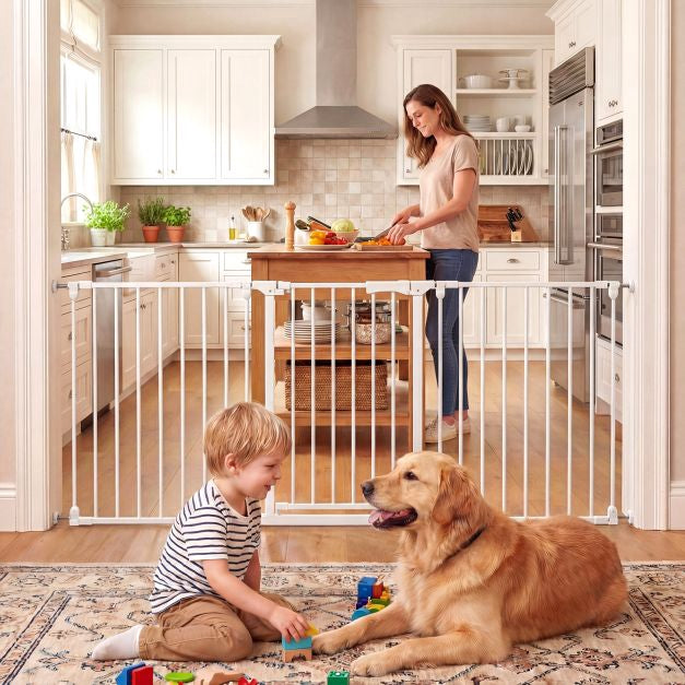 Baby Gate, 3-Panel Hardware-Mounted Metal, 74.5–198 cm