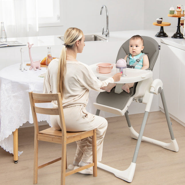 Babyhochstuhl, 4-in-1 faltbar, 7-fach höhenverstellbar, Doppeltablett