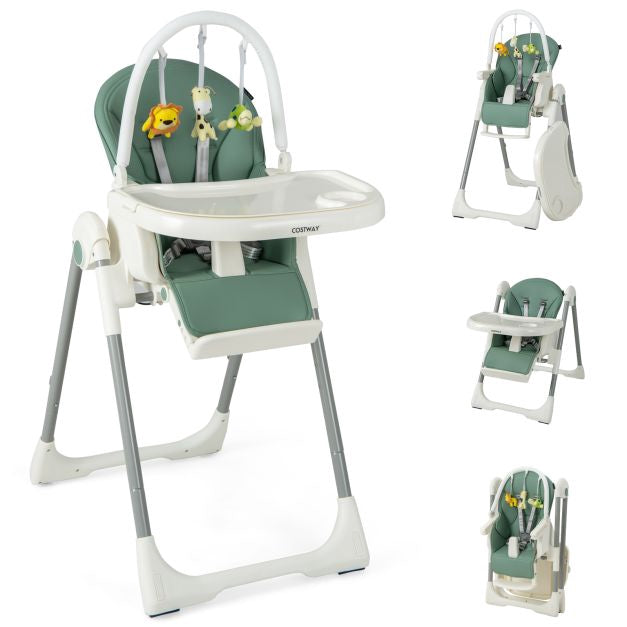Babyhochstuhl, 4-in-1 faltbar, 7-fach höhenverstellbar, mit Spielbügel