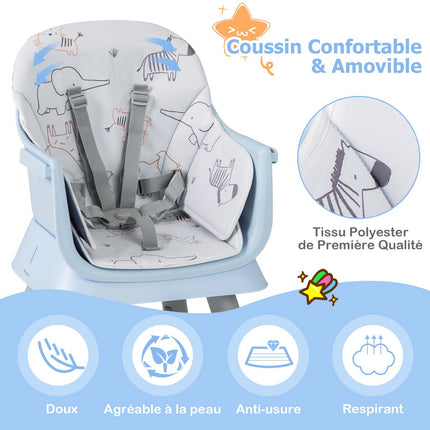 Baby-Hochstuhl 6-in-1 umwandelbar, 5-Punkt-Gurt; Tablett
