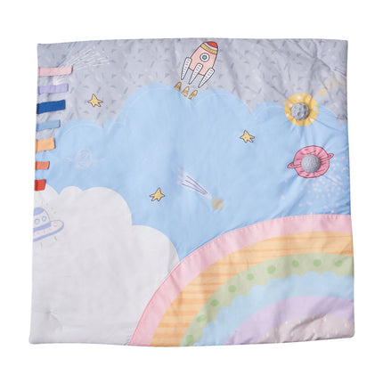 Baby Play Gym Mat, 6 Sensory Toys, Light-Up Music Rocket