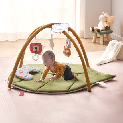 Baby Play Gym Mat, Leaf-Shaped, 6 Sensory Toys