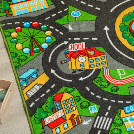 Baby-Spielmatte 160x100cm, rutschfestes Stadt-Design