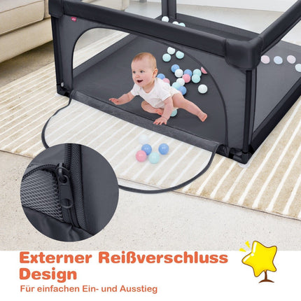 Baby-Laufstall 120x120 cm mit 50 Bällen, atmungsaktives Netz