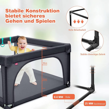 Baby-Laufstall 120x120 cm mit 50 Bällen, atmungsaktives Netz
