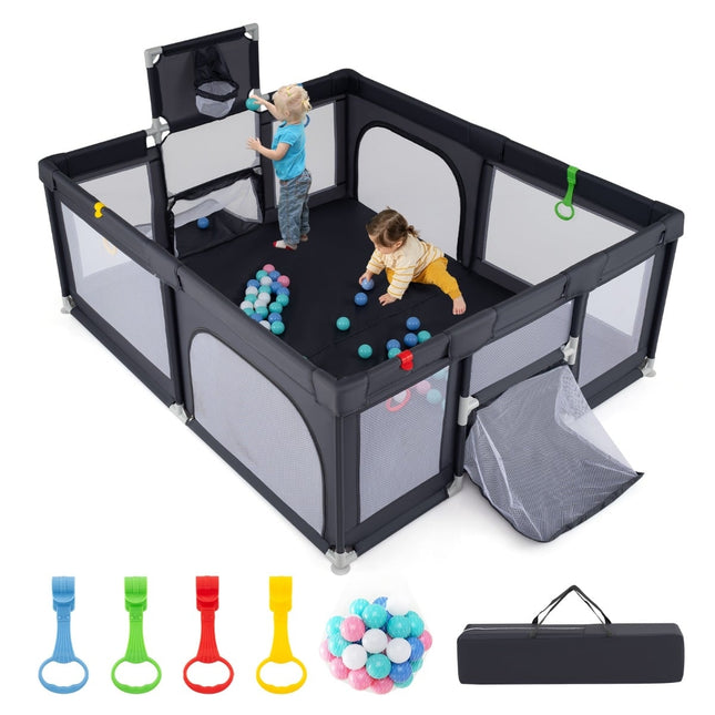 Baby Laufstall 188x157 cm mit Basketballkorb & Tor