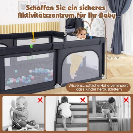 Baby Laufstall 188x157 cm mit Basketballkorb & Tor